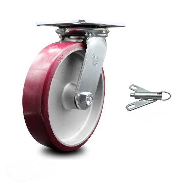 8 Inch Heavy Duty Poly on Aluminum Caster with Ball Bearing and Swivel Lock SCC